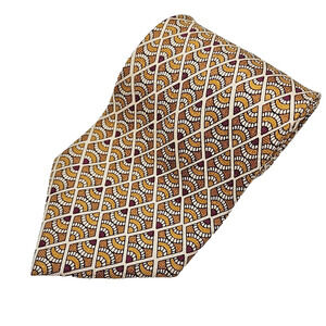 Chereskin Gold & Tan Wave Pattern Silk Necktie - Like New